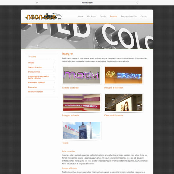 Web prodotti Neon Due